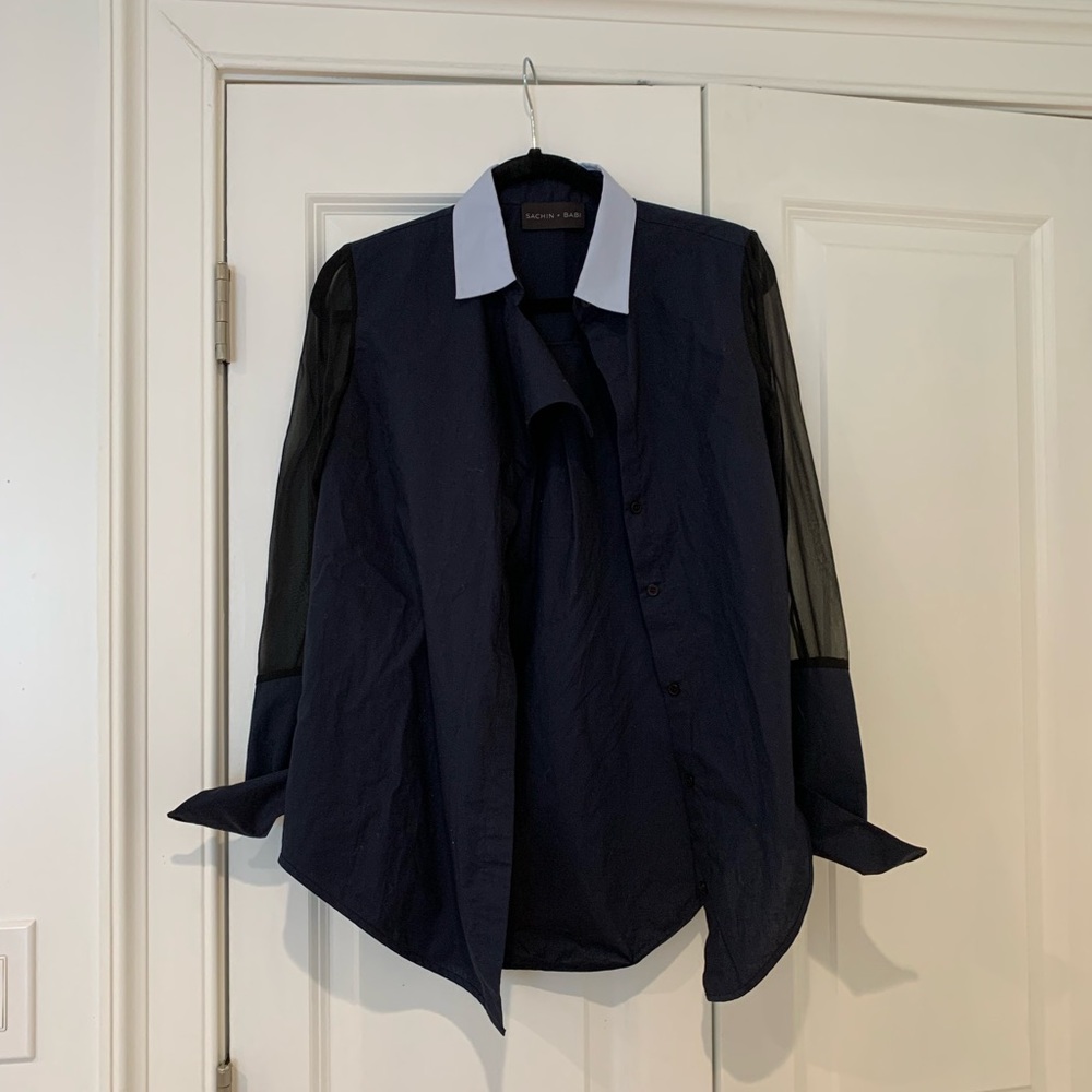 Sachin & Babi button down detailed sheer colored blouse